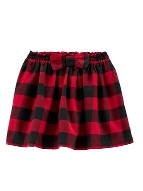 Carter's Toddler Girl Red & Black Buffalo Check Flannel Skirt With a Bow Size 4T